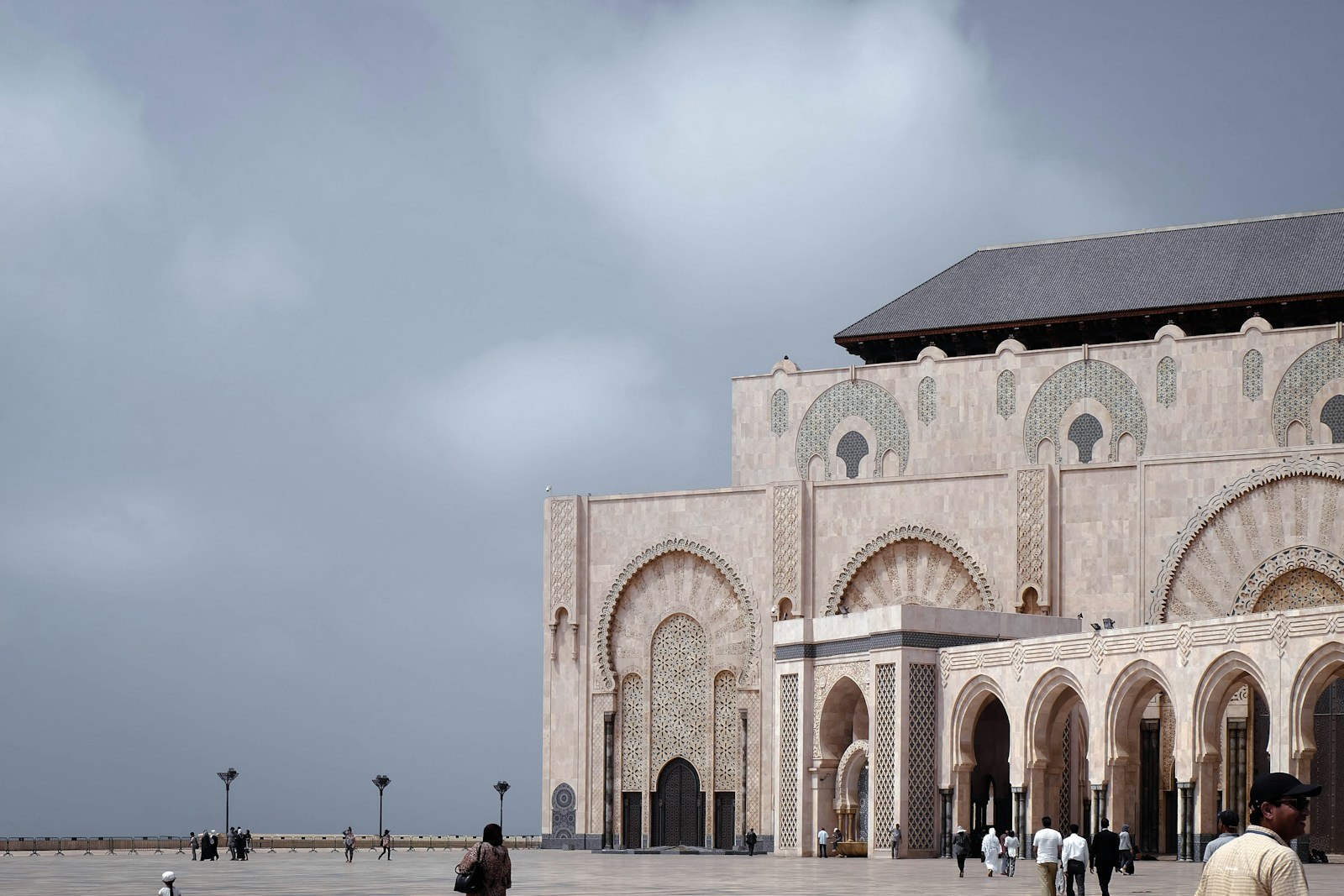 Architectural detail of the Hassan II Mosque in Casablanca